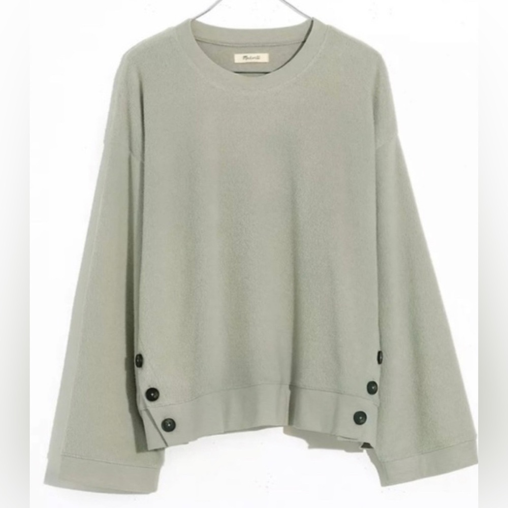 Madewell Resourced Brushed Side Button Relaxed Sweater Small